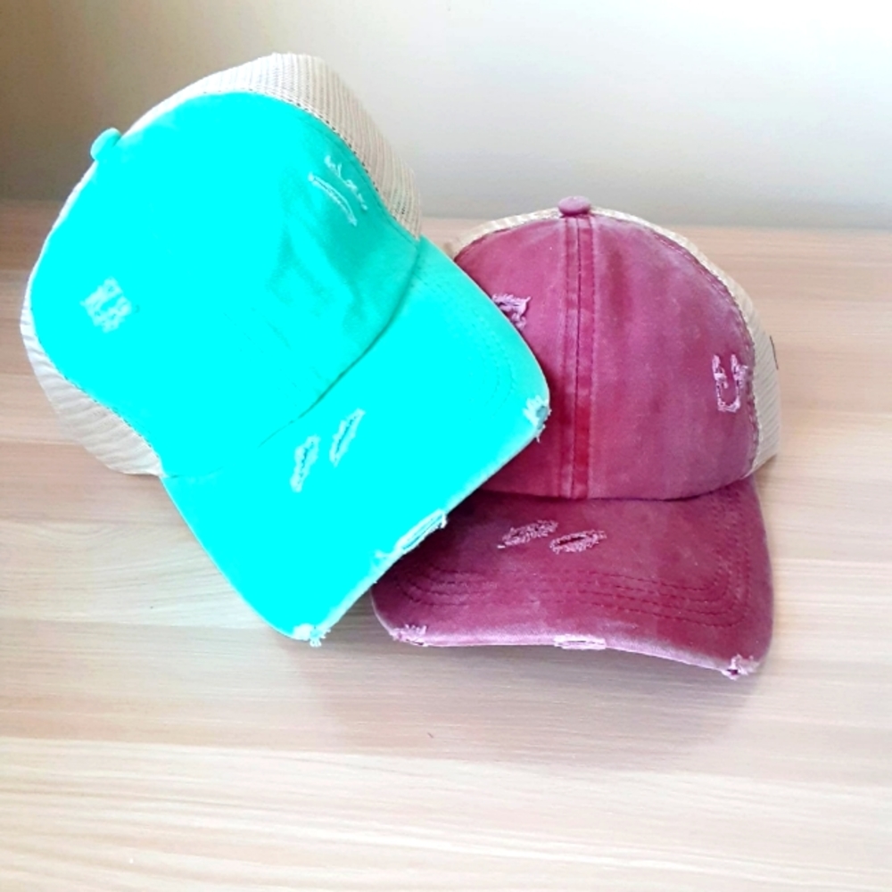 Criss cross ponytail hat bundle for women